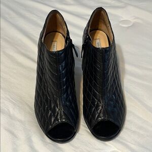 Cole Haan Black Heeled Boots with Quilted Design